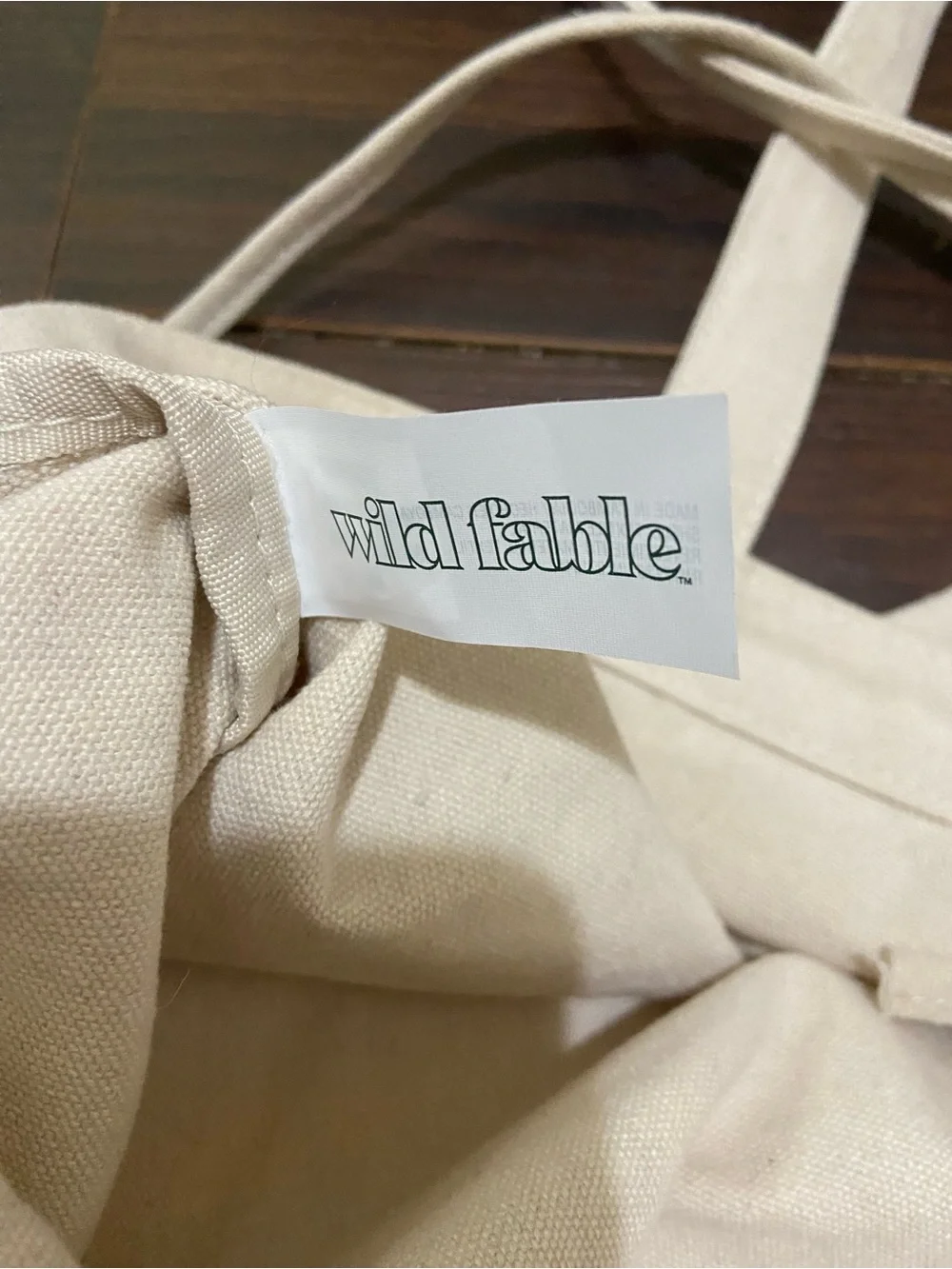 Canvas Tote Bag with American Flag Patch - Cream 14 X 5.5 x13”H
